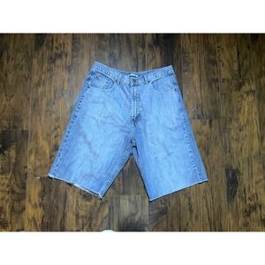 Flypaper Mens Baggy Denim Cut Off Shorts Light Wash Blue Y2K Skate Size 36